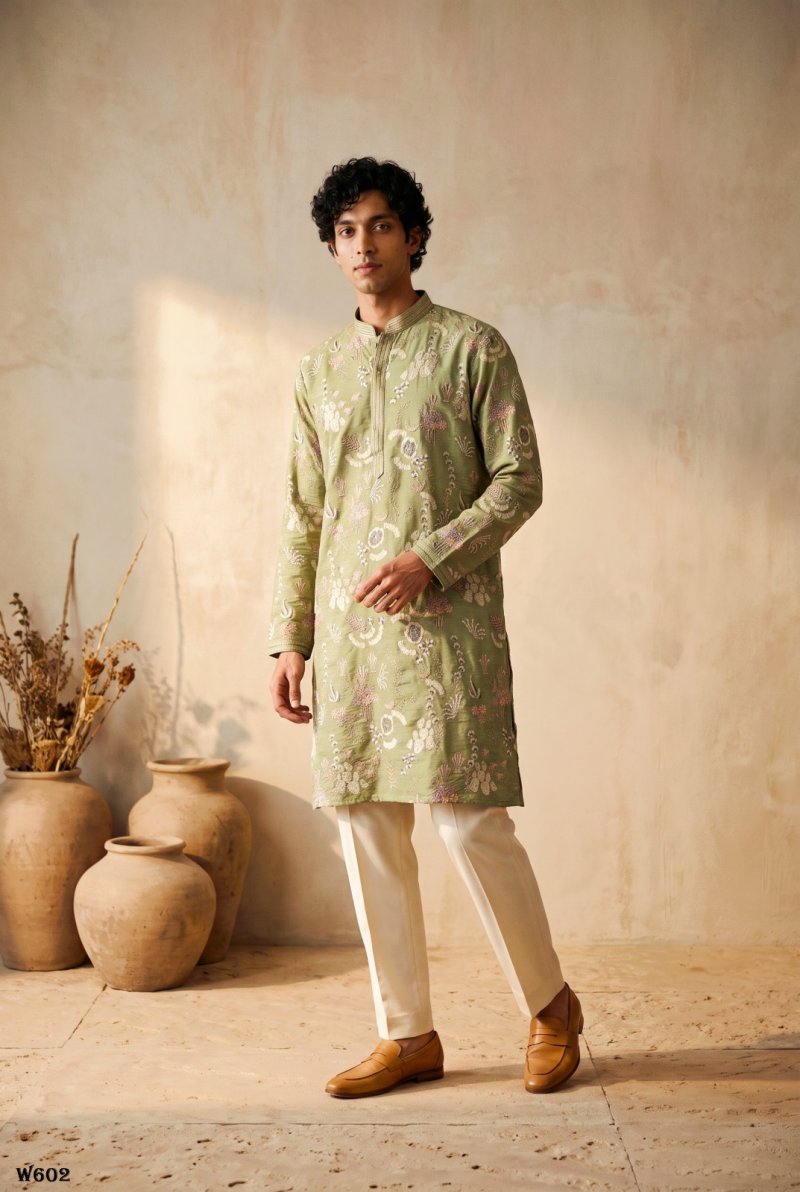 Outluk Wedding Vol 60 Silk Mens Kurta With Pajama 